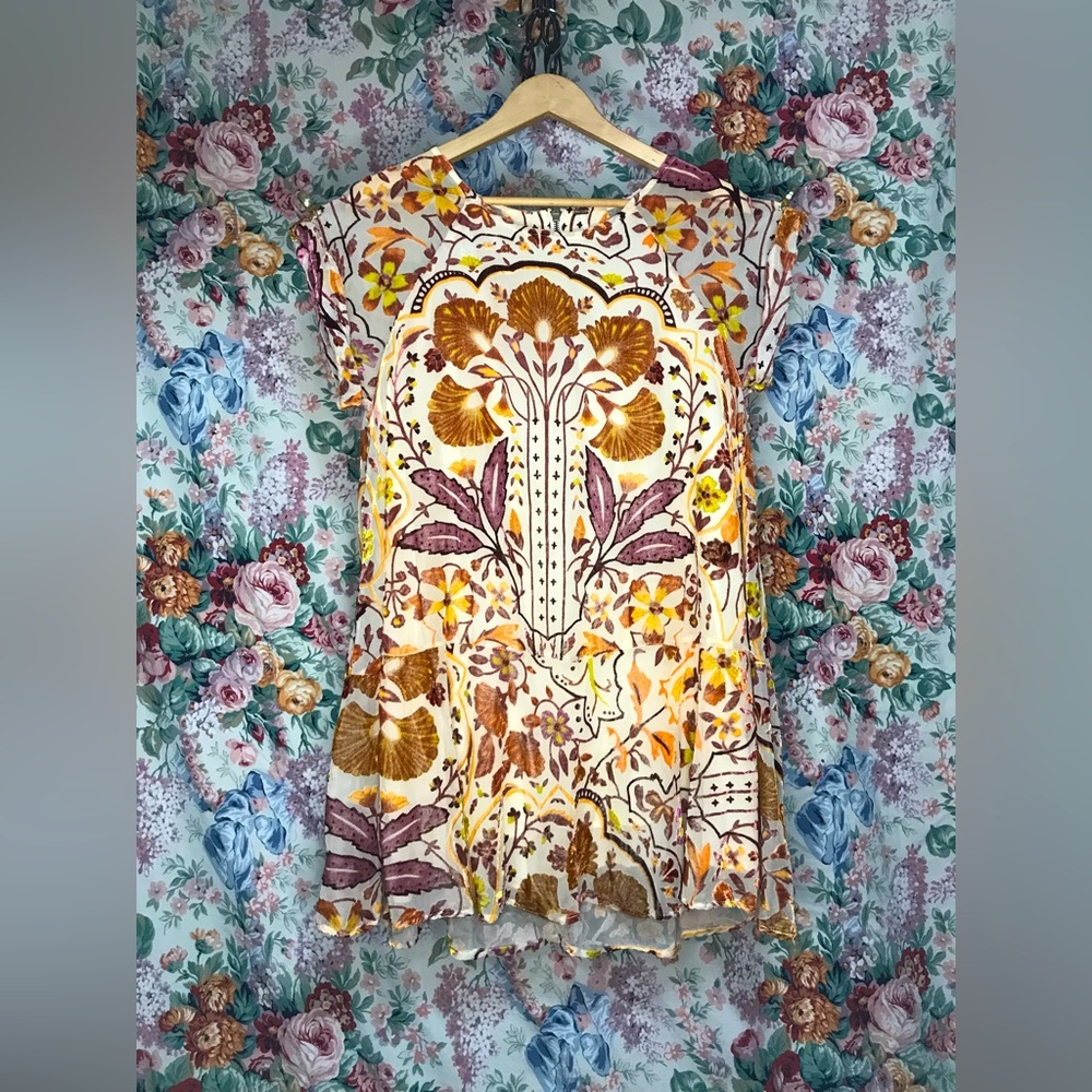 Free People Gold and Orange Sheath Mini Dress Sleeveless